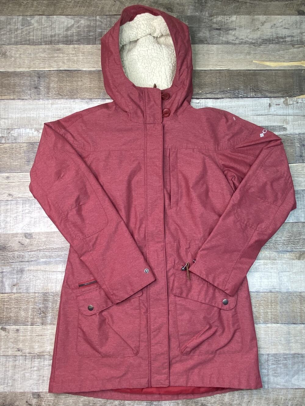 Columbia Shell Jacket Womens Small Red Interchange Parka Rain Waterproof Parka